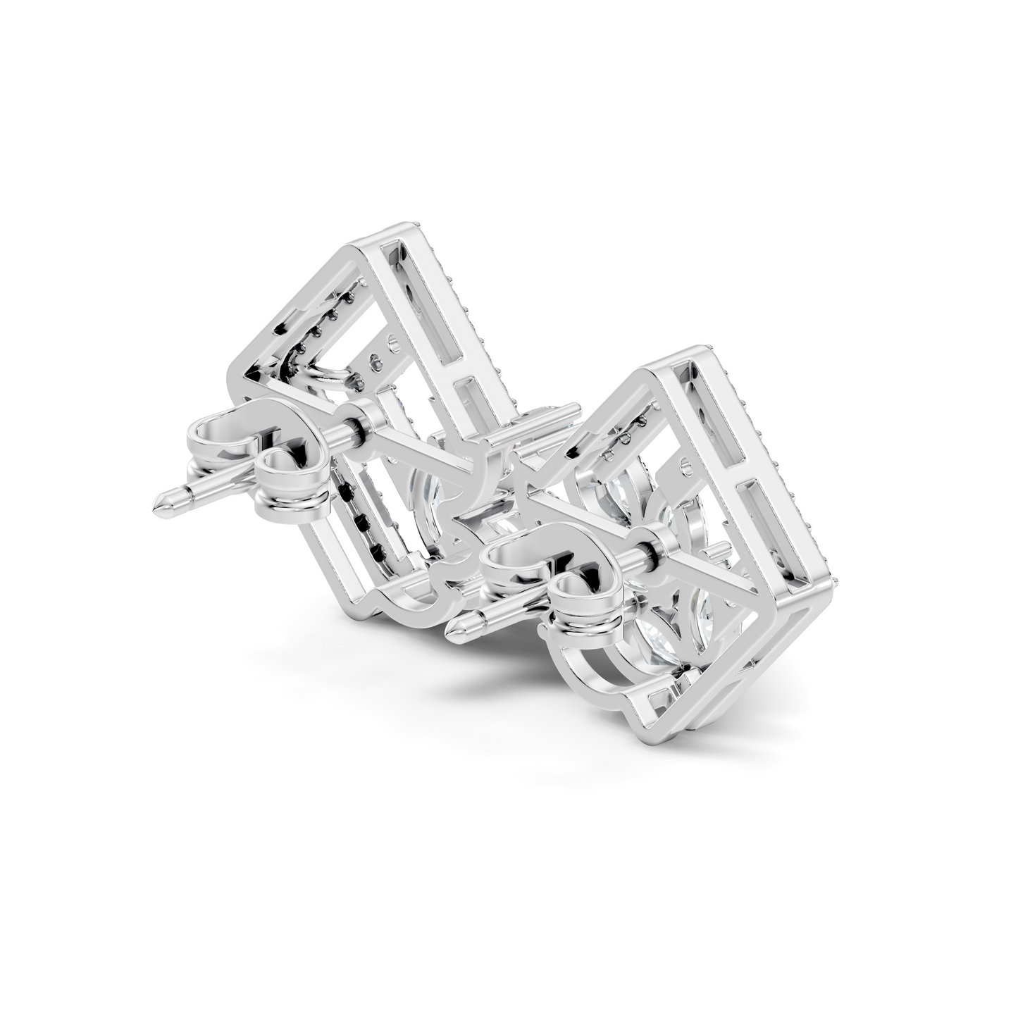 Round & Marquise shape Lab Grown-Natural Diamond 14k Solid Rose Gold Earrings For Women