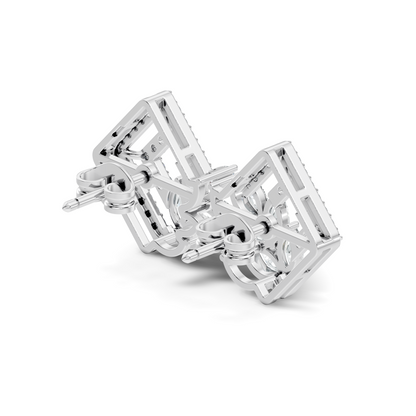 Round & Marquise shape Lab Grown-Natural Diamond 14k Solid Rose Gold Earrings For Women