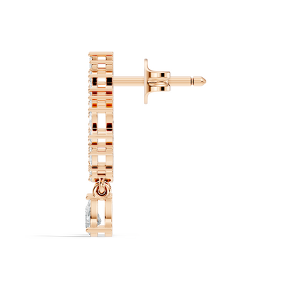 14K Rose Gold Marquise Cluster Earrings with Pear Drop Wedding & Party Jewelry For Her