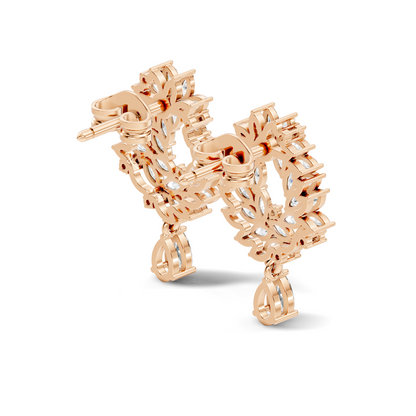 14K Rose Gold Marquise Cluster Earrings with Pear Drop Wedding & Party Jewelry For Her