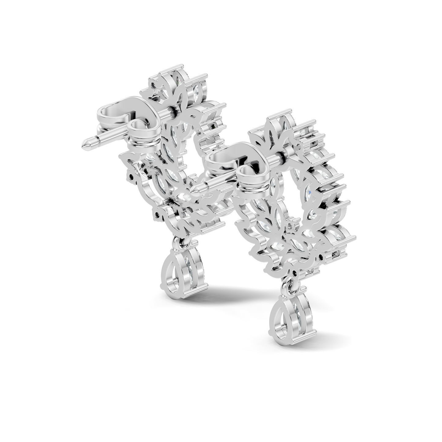 14K Rose Gold Marquise Cluster Earrings with Pear Drop Wedding & Party Jewelry For Her