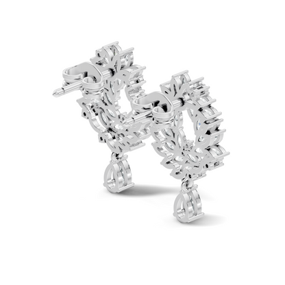 14K Rose Gold Marquise Cluster Earrings with Pear Drop Wedding & Party Jewelry For Her