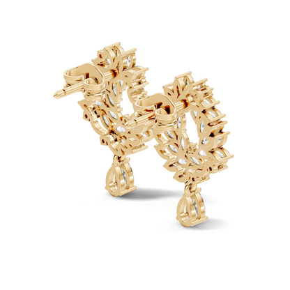 14K Rose Gold Marquise Cluster Earrings with Pear Drop Wedding & Party Jewelry For Her