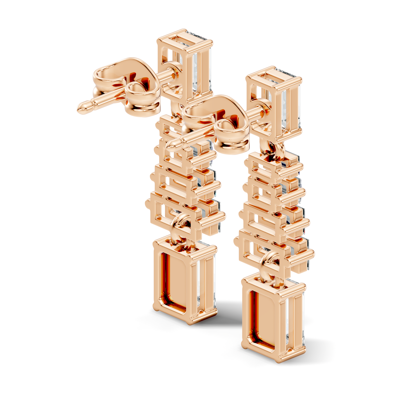 Women's 2.25 Ct Emerald Baguette Diamond Stud Earrings - Classic Drop Design