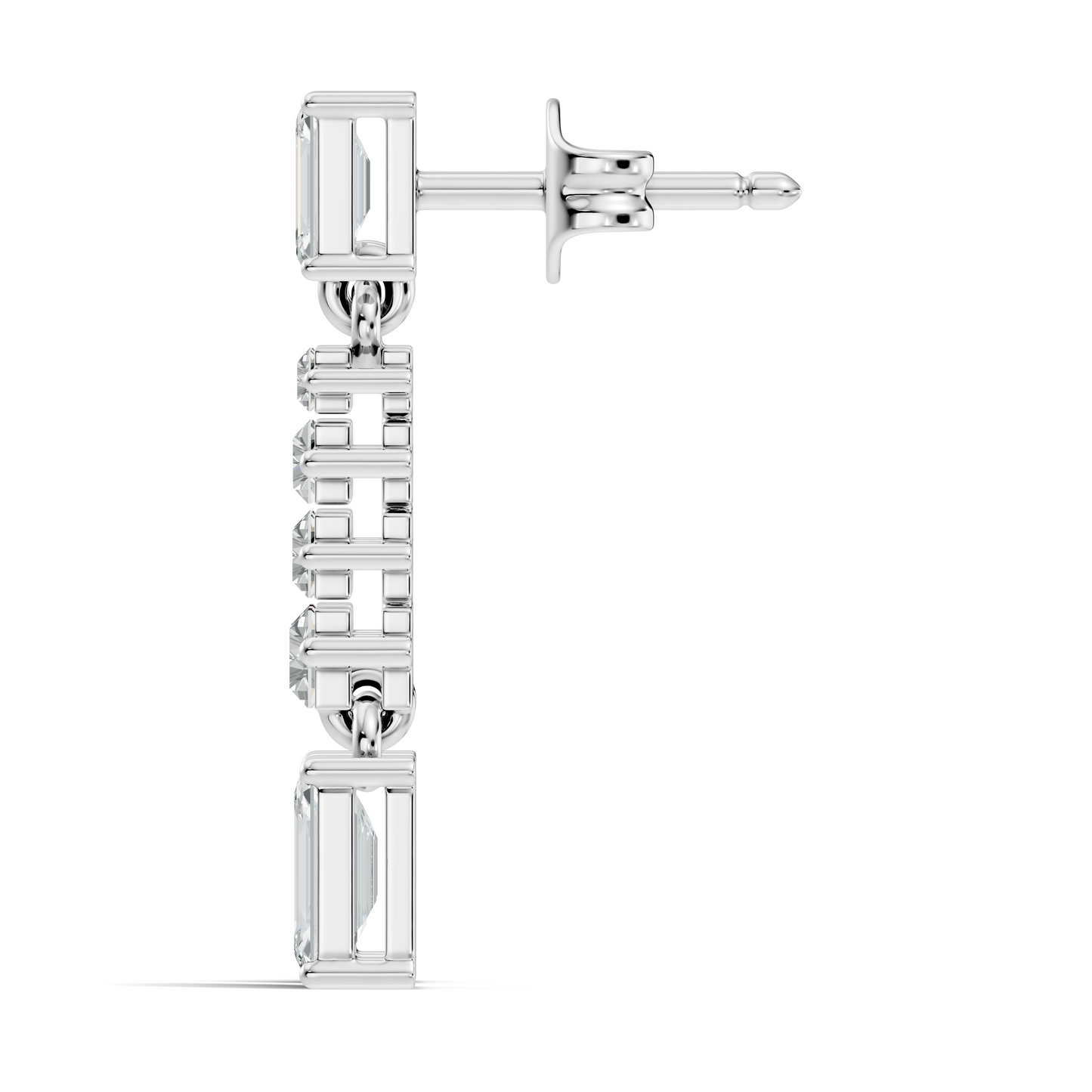 Women's 2.25 Ct Emerald Baguette Diamond Stud Earrings - Classic Drop Design