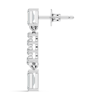 Women's 2.25 Ct Emerald Baguette Diamond Stud Earrings - Classic Drop Design