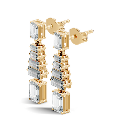 Women's 2.25 Ct Emerald Baguette Diamond Stud Earrings - Classic Drop Design