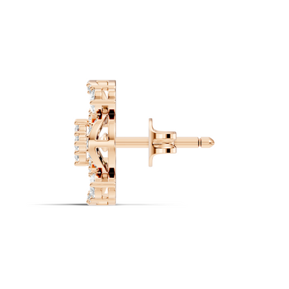 Pear & Round Shape Lab Grown Diamond 10k Solid Gold Earrings Daily Wear For Women