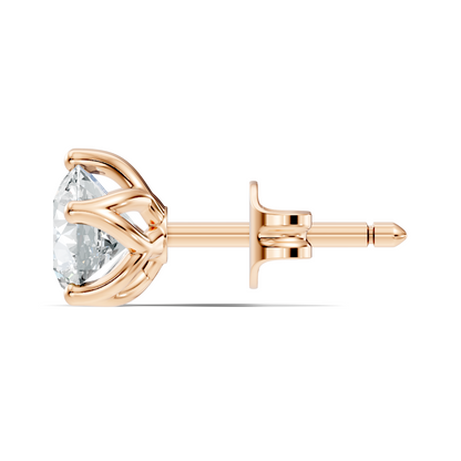 10k Solid Rose Gold Round Shape Lab Grown Vintage Solitaire Diamond Earrings For her