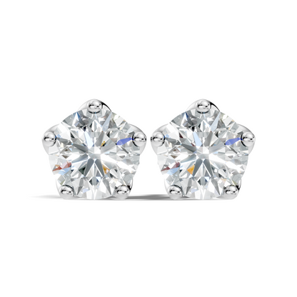 10k Solid Rose Gold Round Shape Lab Grown Vintage Solitaire Diamond Earrings For her