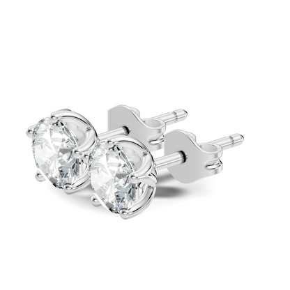 10k Solid Rose Gold Round Shape Lab Grown Vintage Solitaire Diamond Earrings For her