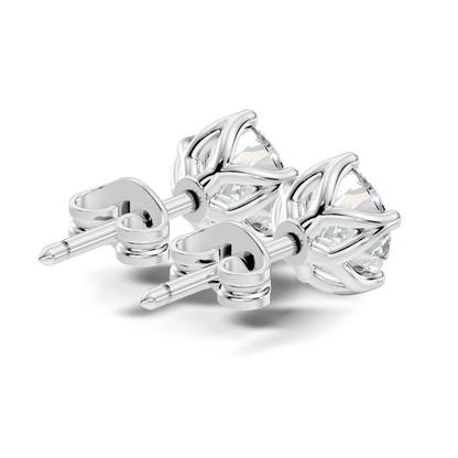 10k Solid Rose Gold Round Shape Lab Grown Vintage Solitaire Diamond Earrings For her