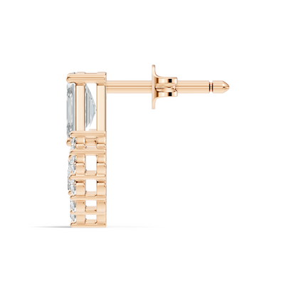 Emerald Cut & Cluster Diamond Stud Earrings In 18K White Gold Luxury Statement Design