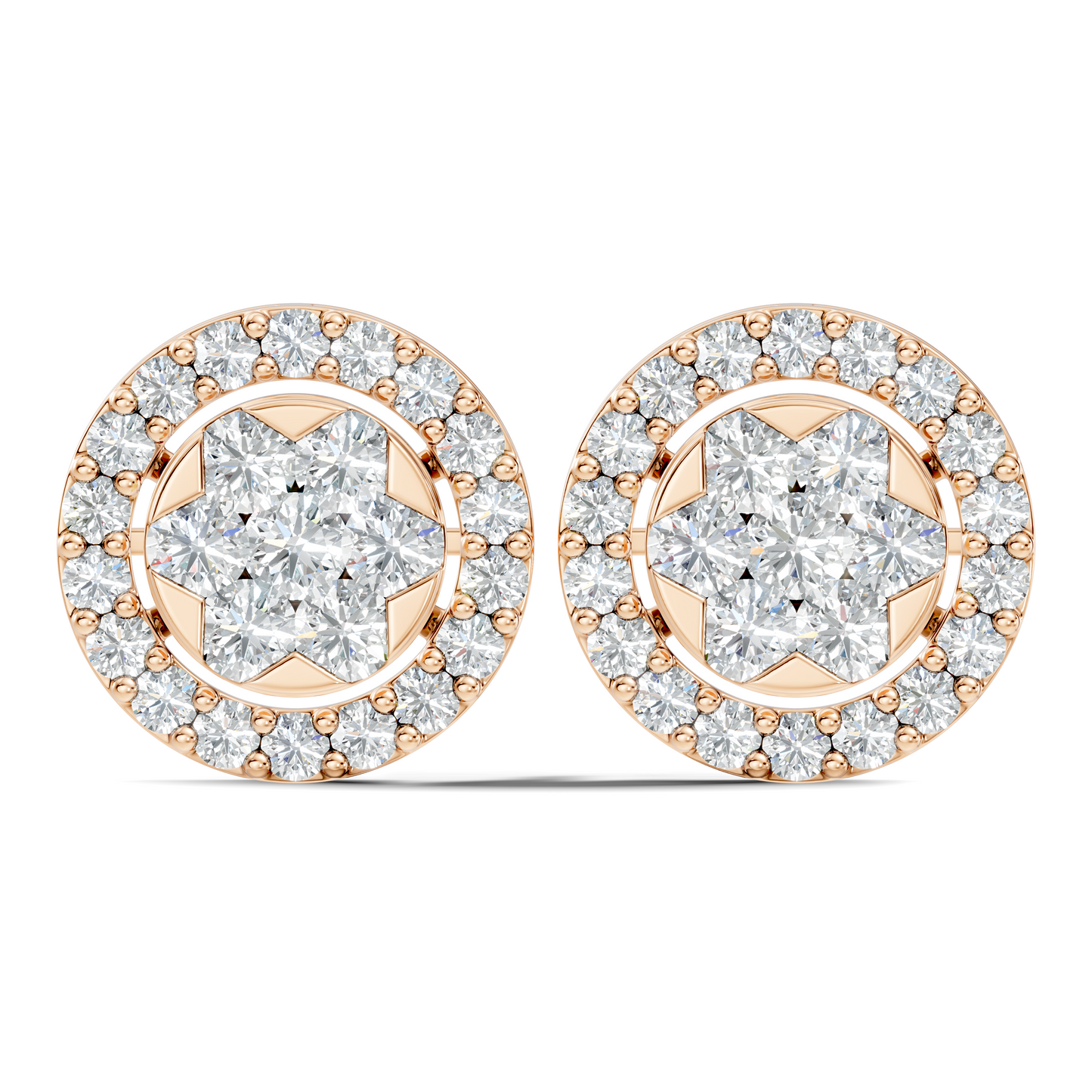 Elegant Tringle Diamond Stud 10k Solid Gold Wedding Wear Diamond Earrings For Her