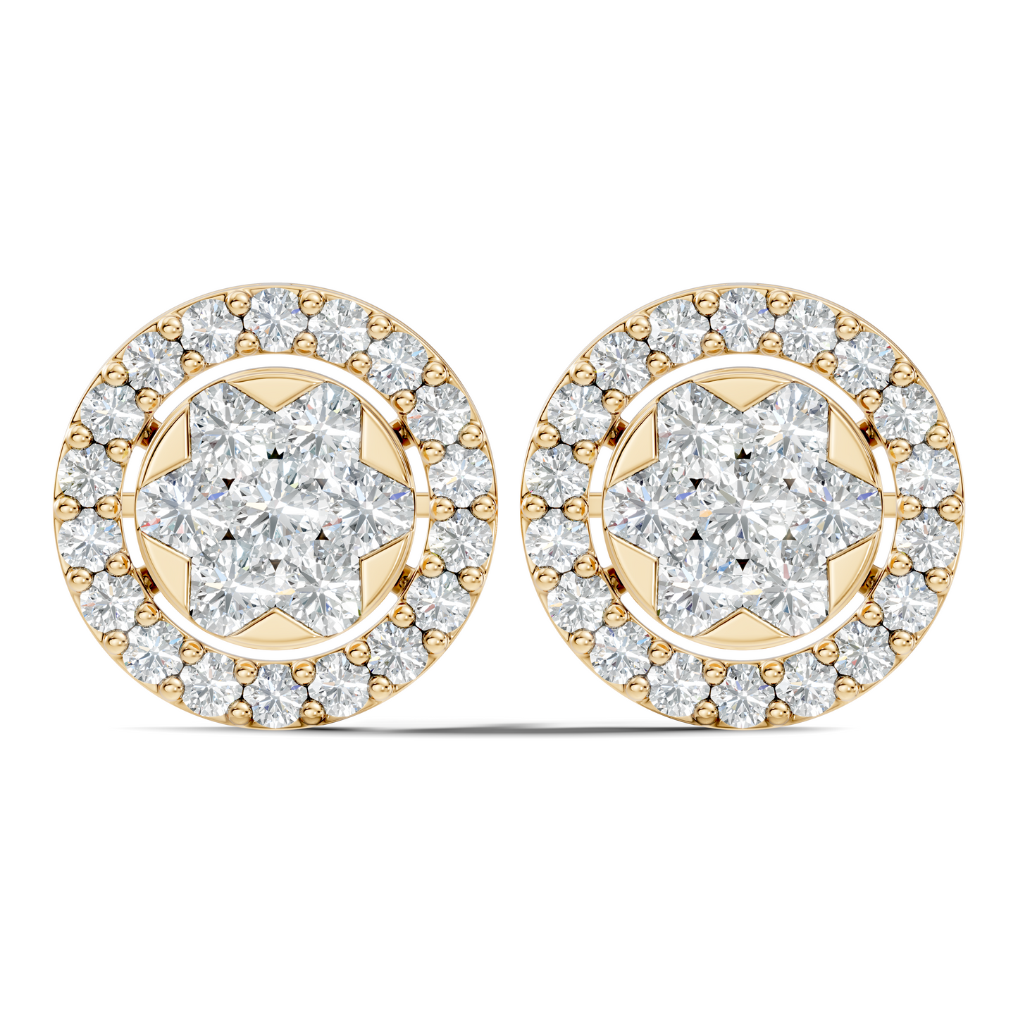 Elegant Tringle Diamond Stud 10k Solid Gold Wedding Wear Diamond Earrings For Her