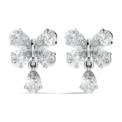 Butterfly Shape Pear Cut Lab Grown Diamond 2.26 Ct Solitaire classic Studs Diamond Earrings For Girl