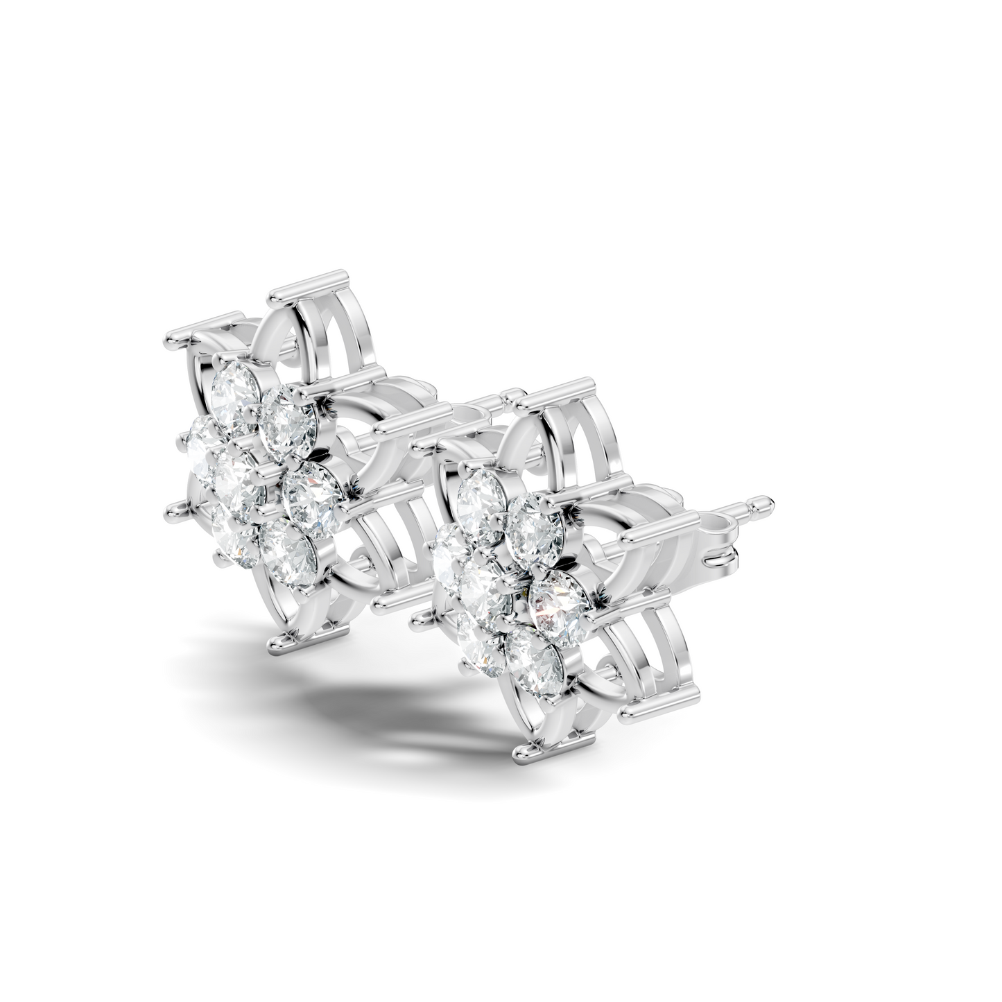 Unique Style Round Shape Natural & Lab Grown Diamond Elegance Sparkle Diamond Earrings