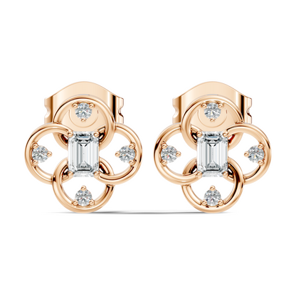 EEmerald Cut Lab Grown & Natural Daimond Unique Delicate Vintage Party Wear Earring For Her