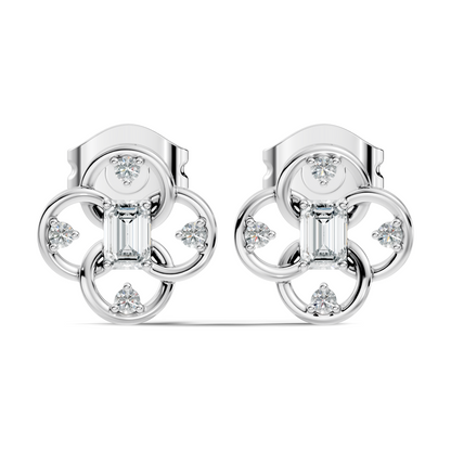 EEmerald Cut Lab Grown & Natural Daimond Unique Delicate Vintage Party Wear Earring For Her