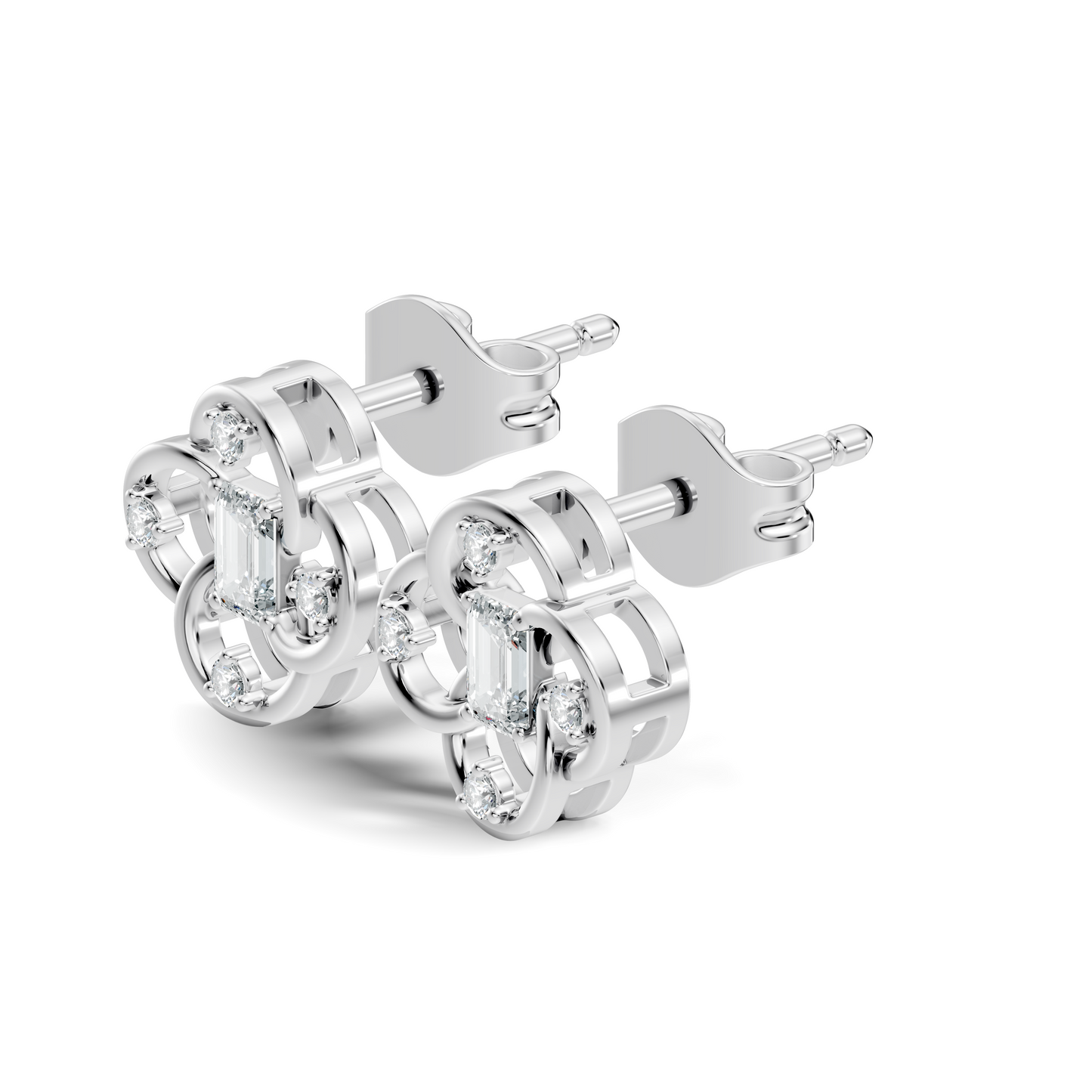 EEmerald Cut Lab Grown & Natural Daimond Unique Delicate Vintage Party Wear Earring For Her