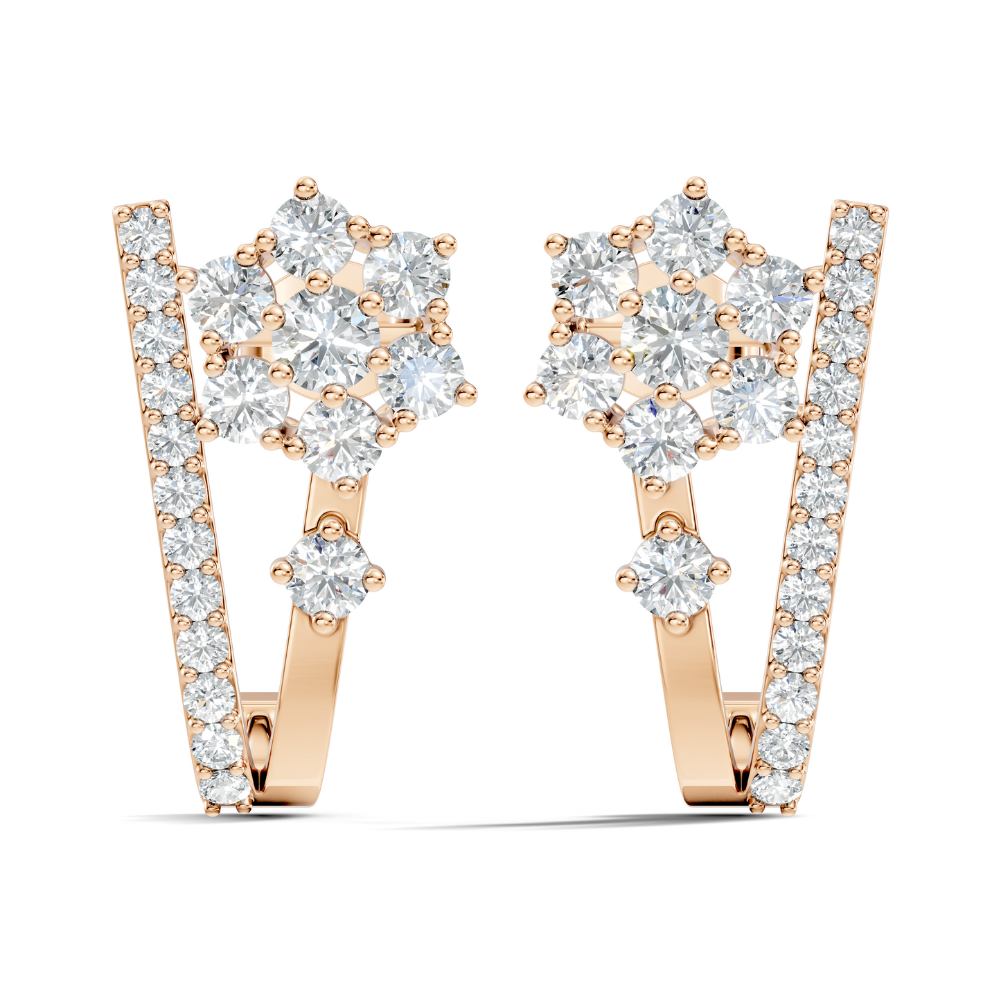 Round Cut Top Grade Lab-Grown Diamond Unique Classic Hand Crafted Drop Stud Earrings For Her