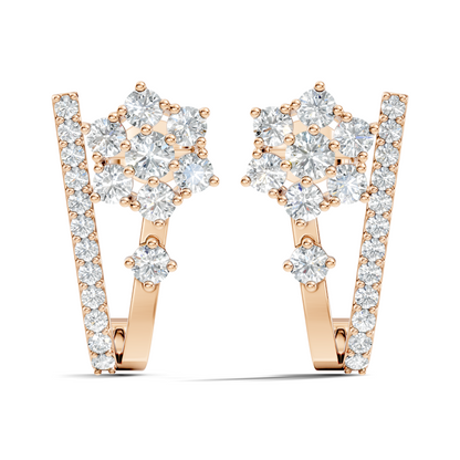 Round Cut Top Grade Lab-Grown Diamond Unique Classic Hand Crafted Drop Stud Earrings For Her