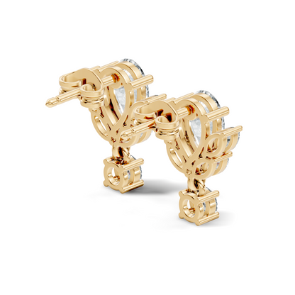 2.50Ct Marquise, Pear and Round Cut Diamond Unique Vintage Cluster Wedding Wear Earring For Her