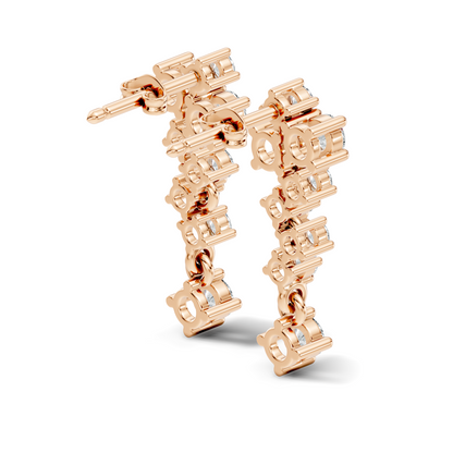 Minimalist Round Diamond Drop Stud Earrings in 14K Solid Gold  Elegant Women's Jewelry