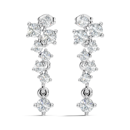 Minimalist Round Diamond Drop Stud Earrings in 14K Solid Gold  Elegant Women's Jewelry