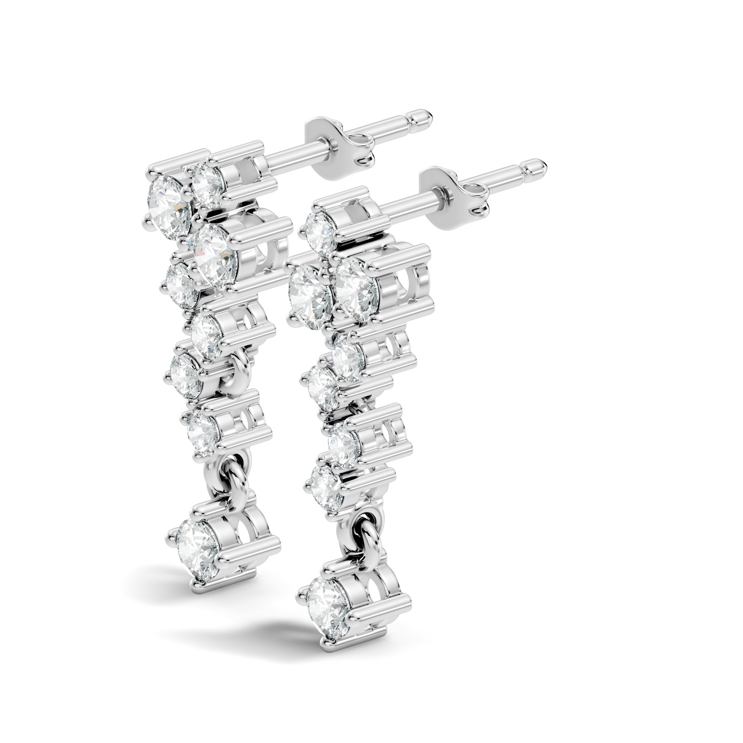 Minimalist Round Diamond Drop Stud Earrings in 14K Solid Gold  Elegant Women's Jewelry