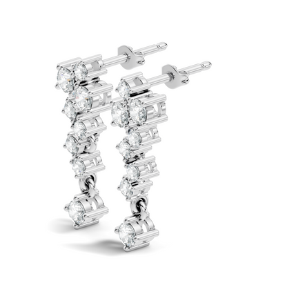 Minimalist Round Diamond Drop Stud Earrings in 14K Solid Gold  Elegant Women's Jewelry