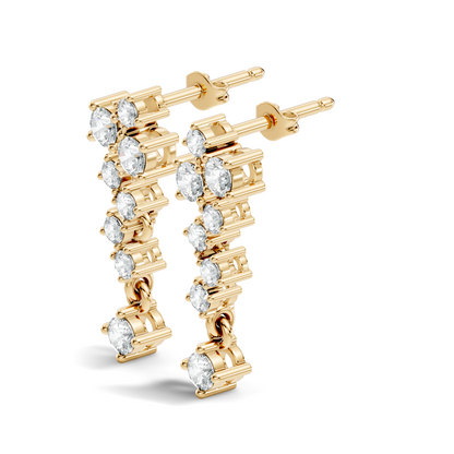 Minimalist Round Diamond Drop Stud Earrings in 14K Solid Gold  Elegant Women's Jewelry