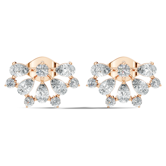 Elegant 2.17 Ct Pear and Round Diamonds Earrings in 14K Gold for Her