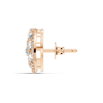 Vintage Marquise and Pear Diamond Stud Earrings In 18K Solid Yellow Gold For Her