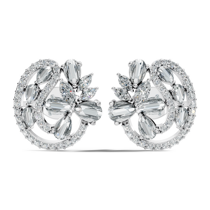 Vintage Marquise and Pear Diamond Stud Earrings In 18K Solid Yellow Gold For Her