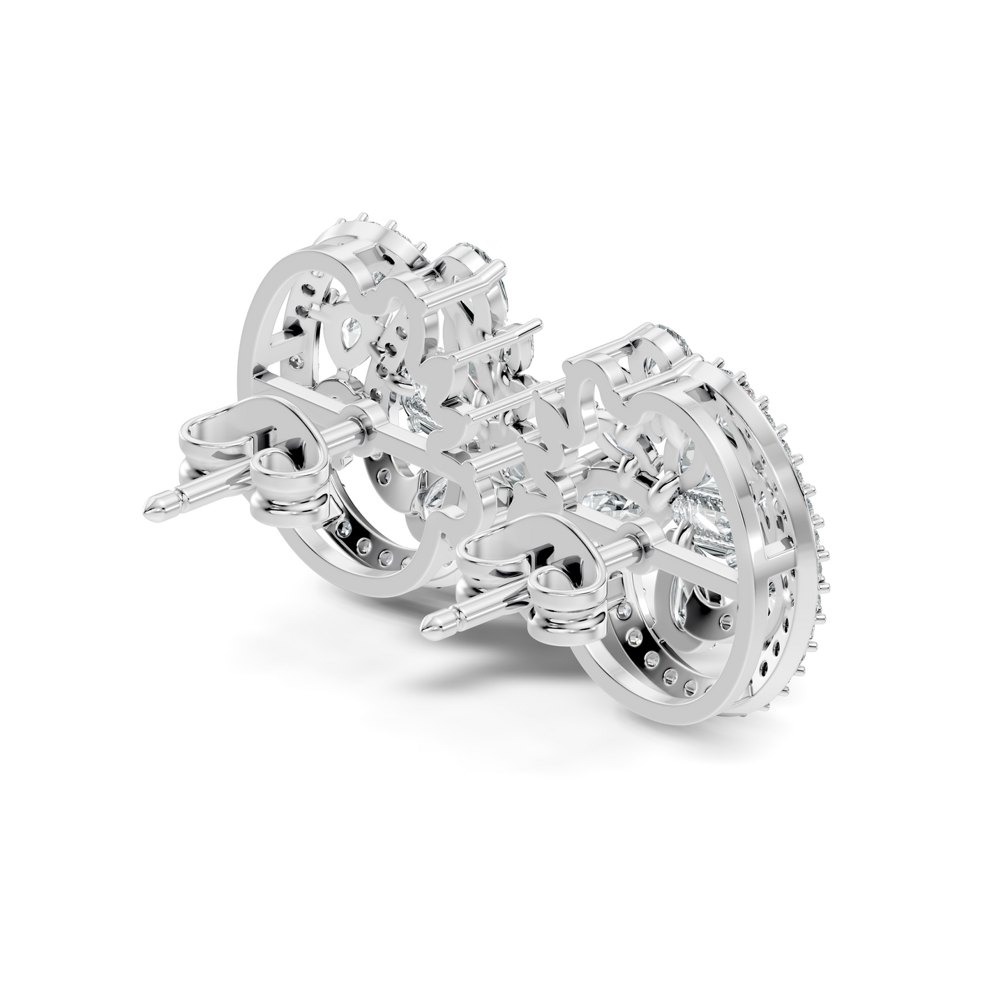 Vintage Marquise and Pear Diamond Stud Earrings In 18K Solid Yellow Gold For Her