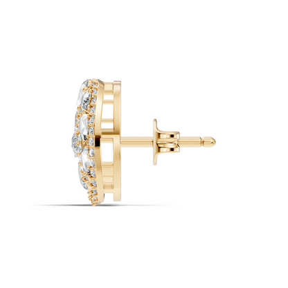 Vintage Marquise and Pear Diamond Stud Earrings In 18K Solid Yellow Gold For Her