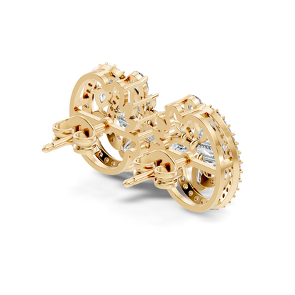 Vintage Marquise and Pear Diamond Stud Earrings In 18K Solid Yellow Gold For Her