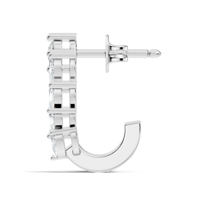 14K Gold Hoop Stud Earrings with Pear & Round Diamonds Elegant Gift for Her