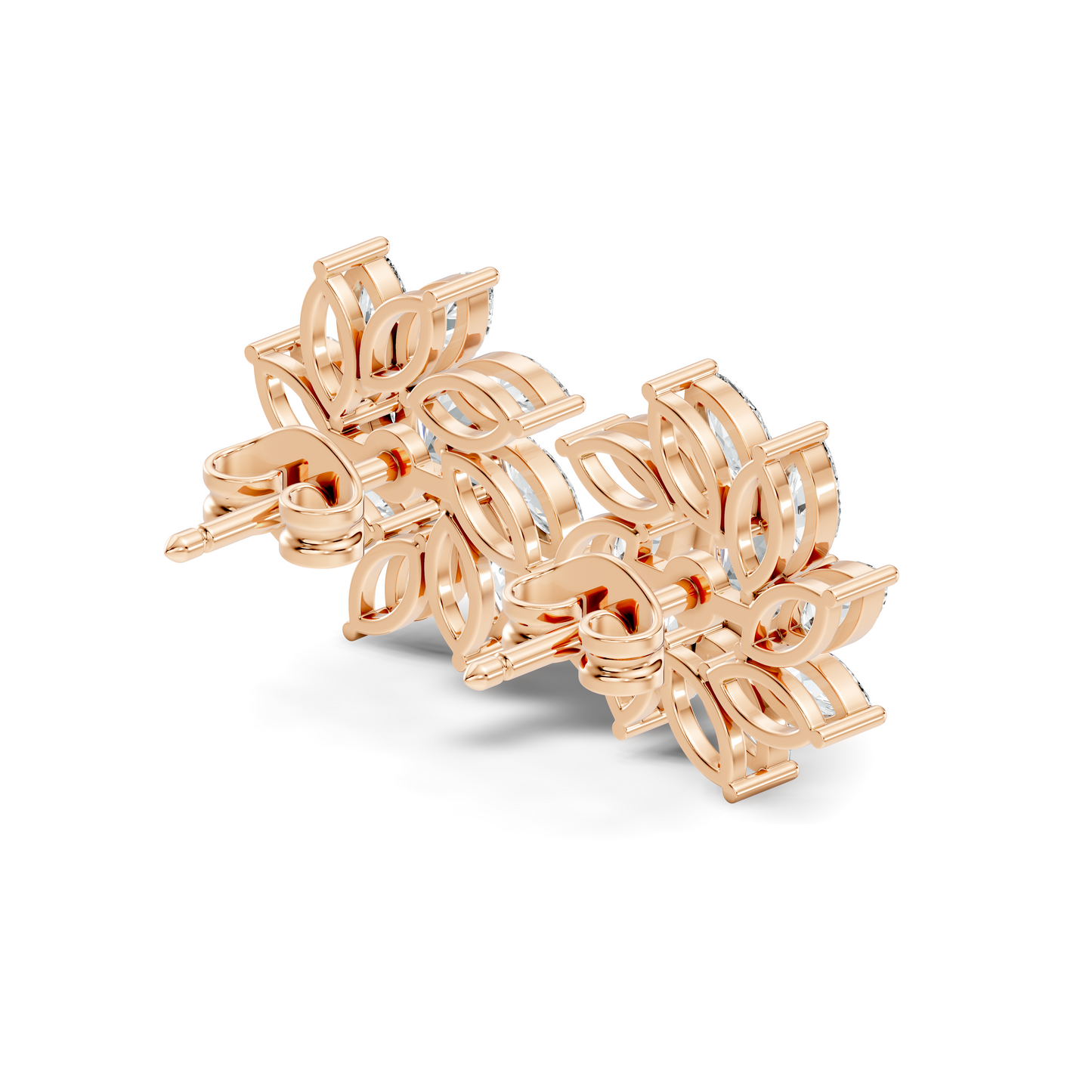 Classic 3.24 CT Lab-Grown Diamond Stud Earrings Marquise & Round Design for Her