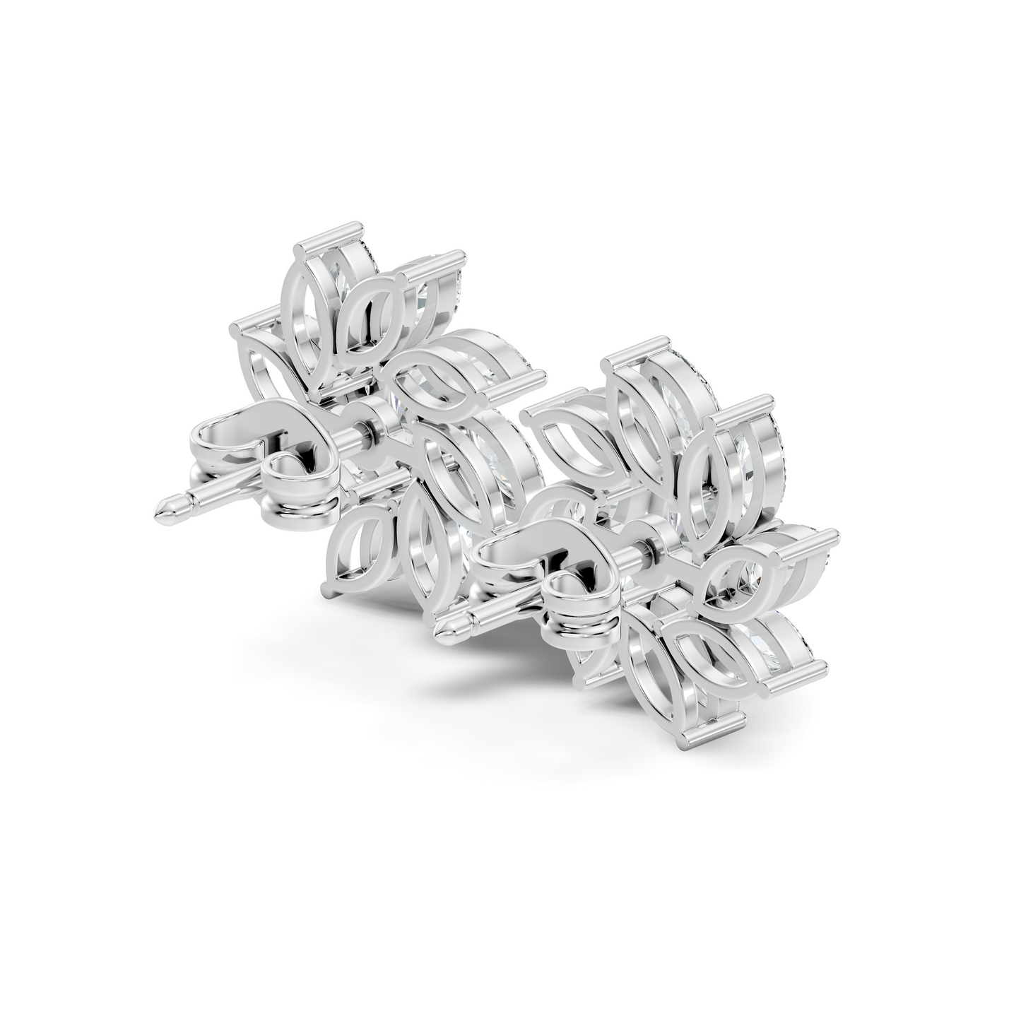 Classic 3.24 CT Lab-Grown Diamond Stud Earrings Marquise & Round Design for Her