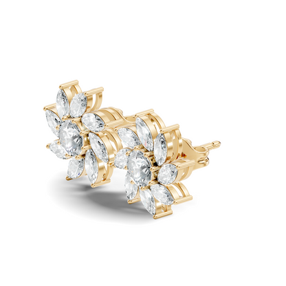 Classic 3.24 CT Lab-Grown Diamond Stud Earrings Marquise & Round Design for Her