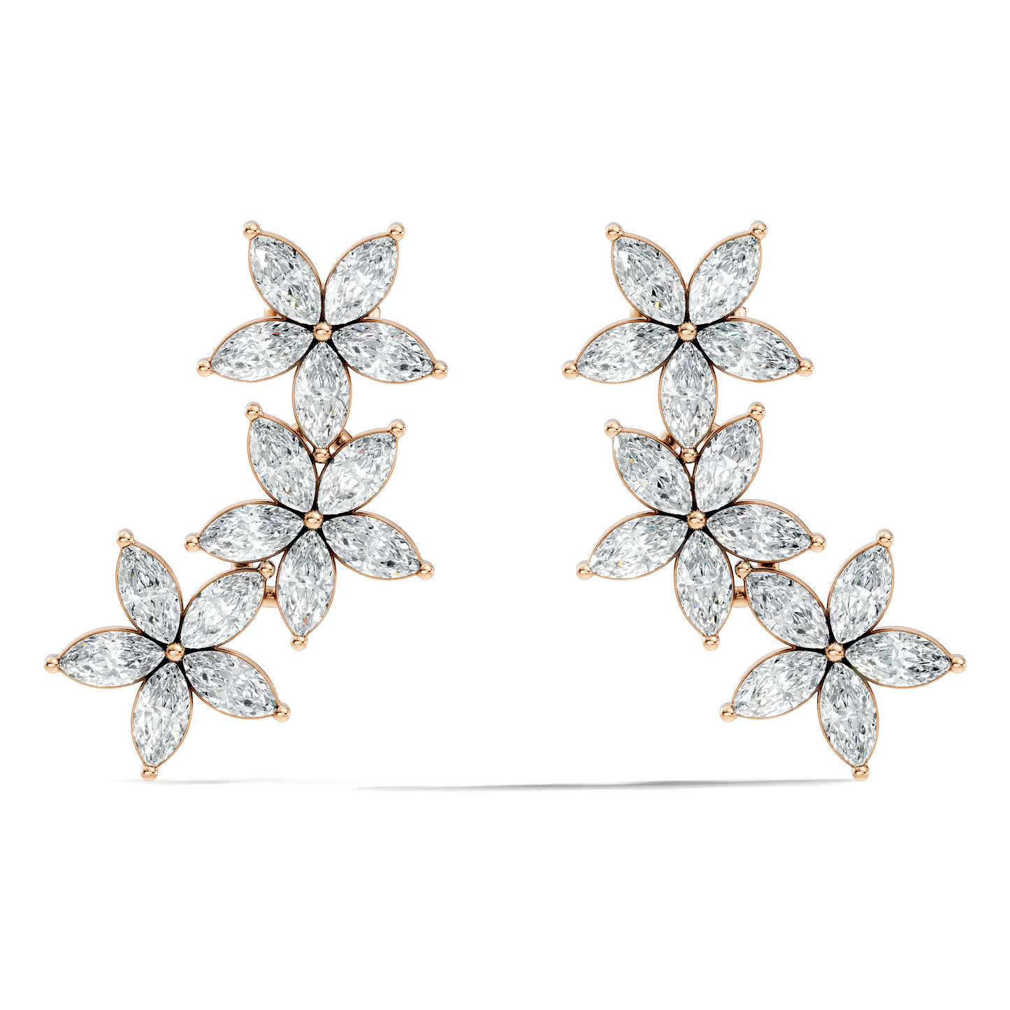 Women’s Minimalist Marquise Cut Lab-Created Diamond Earrings Classic Elegance
