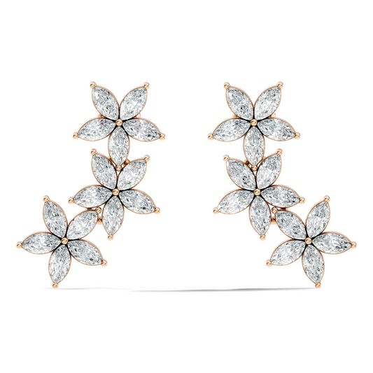 Women’s Minimalist Marquise Cut Lab-Created Diamond Earrings Classic Elegance