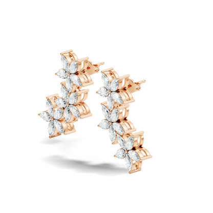 Women’s Minimalist Marquise Cut Lab-Created Diamond Earrings Classic Elegance