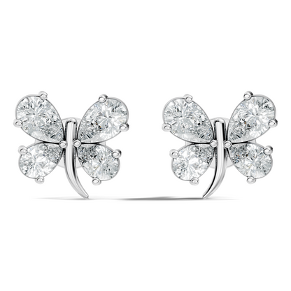 Elegant Pear Cut Labgrown Diamond Stud Butterfly Inspired Classic Ecofriendly Earring