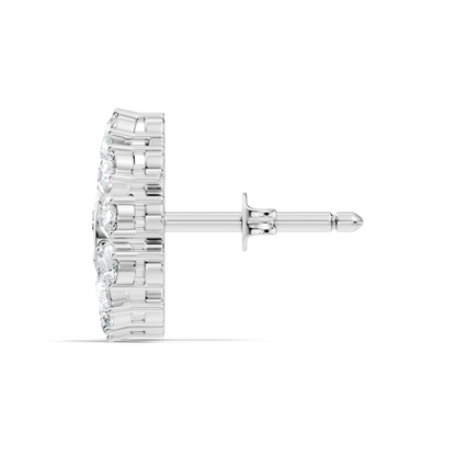 Minimalist Diamond Stud Earrings For Her Pear & Round Design In 14K Solid White Gold