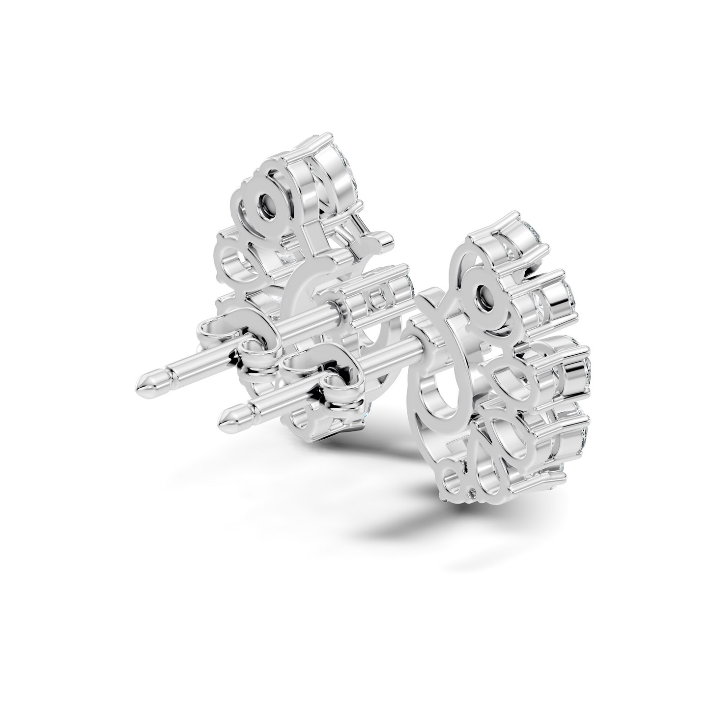 Minimalist Diamond Stud Earrings For Her Pear & Round Design In 14K Solid White Gold