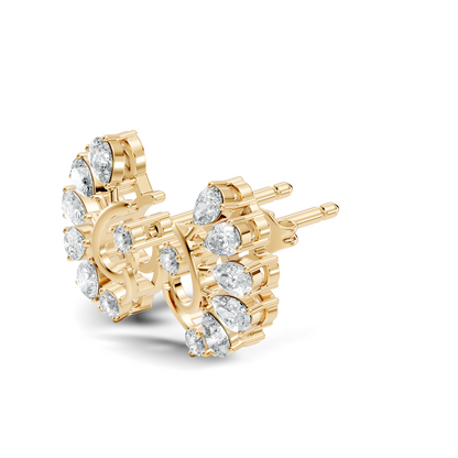 Minimalist Diamond Stud Earrings For Her Pear & Round Design In 14K Solid White Gold