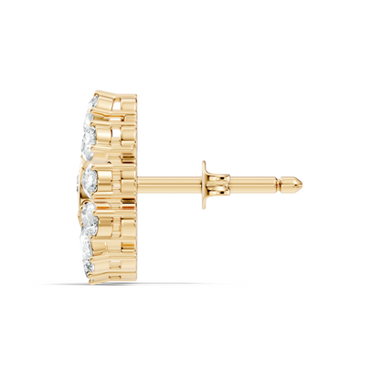 Minimalist Diamond Stud Earrings For Her Pear & Round Design In 14K Solid White Gold